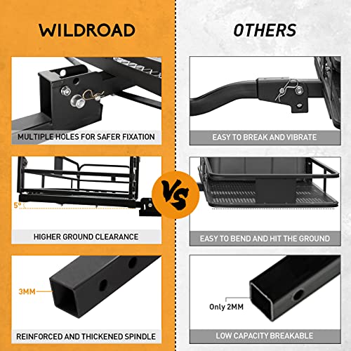 Wildroad Hitch Mount Cargo Carrier Basket 500 LBS Folding Vehicle Cargo