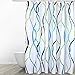 Eforgift Decorative Striped Print Shower Curtain Polyester Bath Curtain Fabric Waterproof /Mildew Free 72 Inch By 72 Inch, Blue/ White