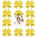 CN Girls Cheer Bow with Ponytail Holder for Cheerleading Girl Pack of 10 Yellow