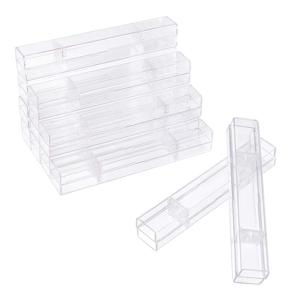 NBEADS 12pcs Plastic Pen Case, Transparent Pencil Case Box Clear Pen Storage Container for Student School Office