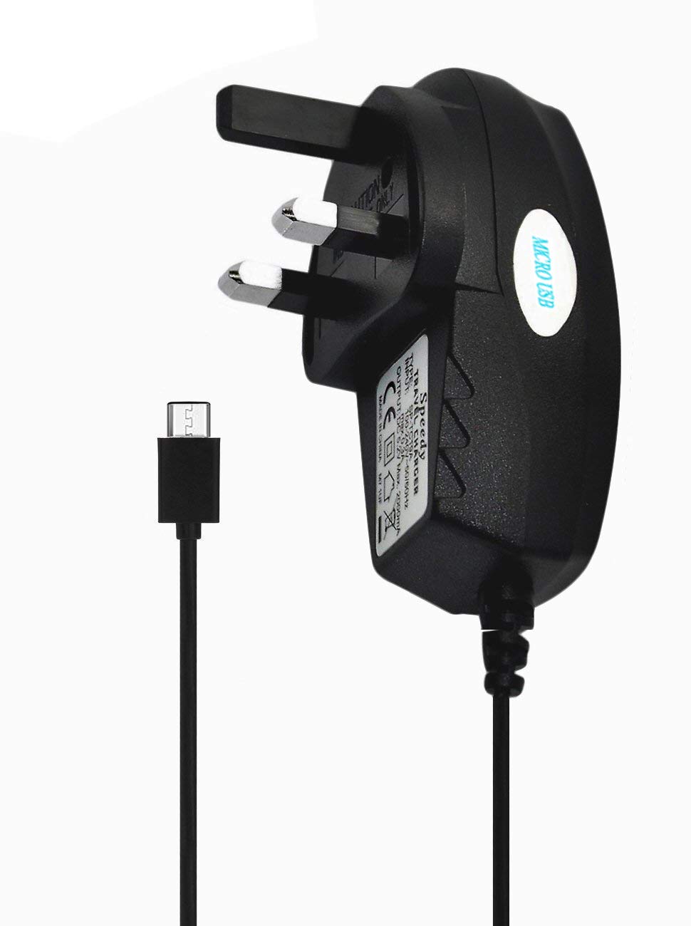 KP TECHNOLOGY Nokia 2.4 Charger - 3 Pin UK Mains Wall Plug Charger, Micro USB, Black