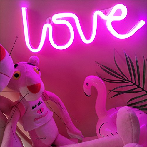 image for LEDES Neon Light, LED Love Sign Shaped Decor Light, USB or Battery Pow