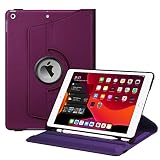 Fintie Rotating Case for New iPad 7th Generation 10.2 Inch 2019 - [Built-in Pencil Holder] 360 Degree Rotating Smart Protective Stand Cover with Auto Sleep/Wake for iPad 10.2" Tablet, Purple