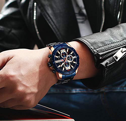 Relojes Hombres Acero Inoxidable Banda Cuarzo Reloj Militar Cronógrafo Reloj Masculino Moda Deportiva Reloj Impermeable - Imagen 6
