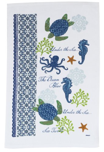4 Piece Sea Turtle Kitchen Set - 2 Terry Towels, Oven Mitt, Potholder