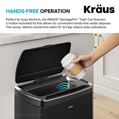 Kraus KTCS10MB GarbagePro Rectangular 13 Gallon HandsFree Motion