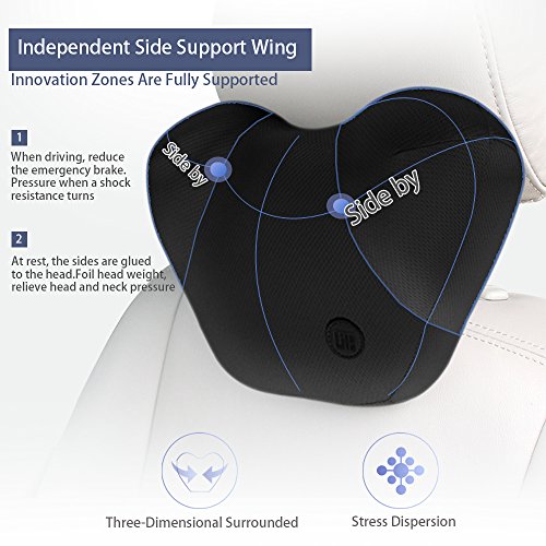 QBUC Car Neck Pillow,Memory Foam Support Head Neck Driving for Car Seat Headrest