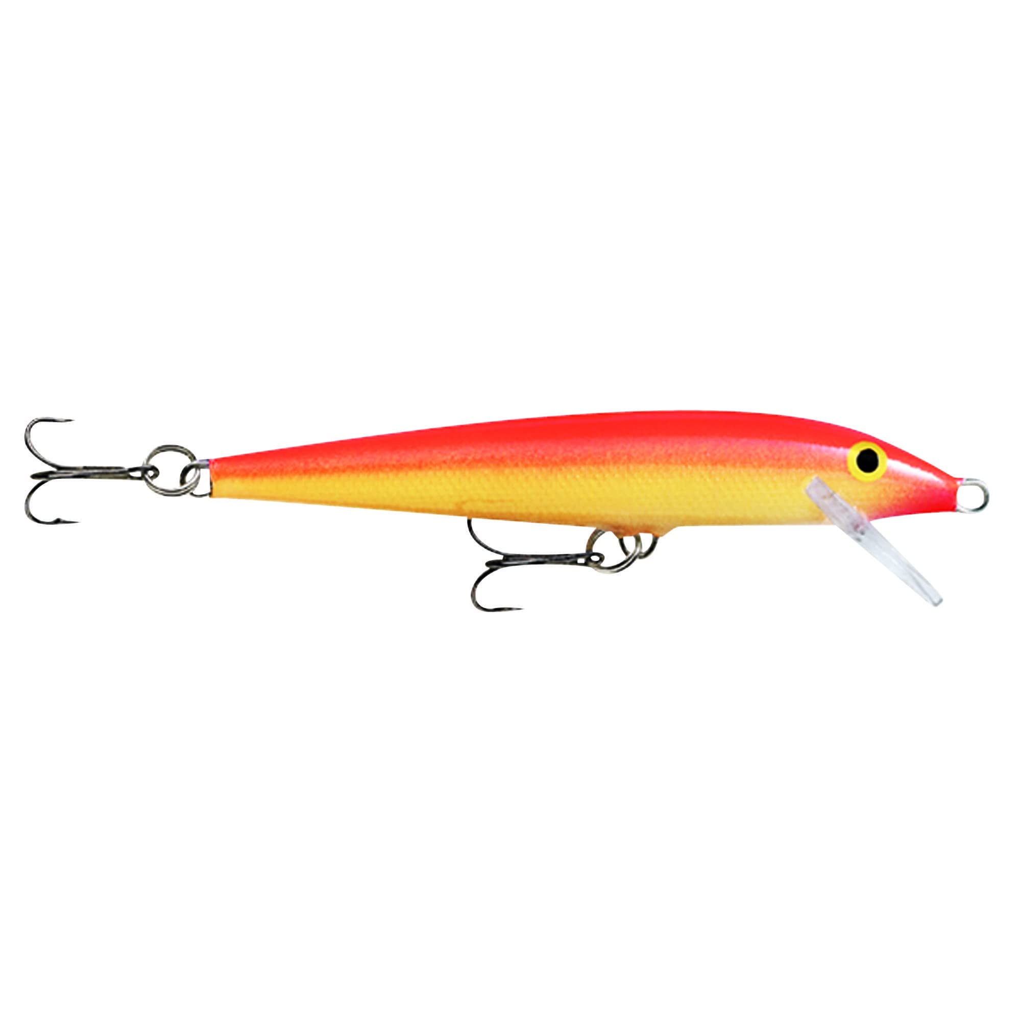 Rapala Original Floater Lure with Two No. 7 Hooks, 0.9-1.5 m Swimming Depth, 9 cm Size, Gold Fluorescent Red