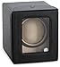 Diplomat 31-409 Black Leatherette Single Watch Winder with Built In IC Program and Camel Suede Interior