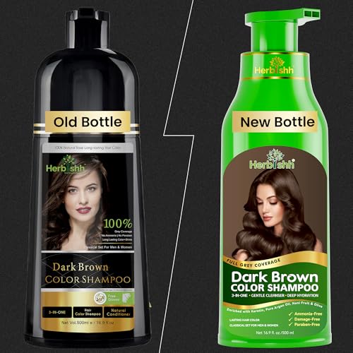 Herbishh Combo Pack-2Pcs Hair Color Shampoo For Gray Hair+ 1Pc Argan Intense Hair Mask- Hair Dye Shampoo – Colors Hair In Minutes – Long-Lasting Color– 500 Ml –Stimulates Dry Frizzy Hair (Dark Brown)
