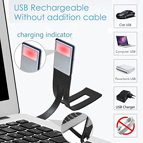 Book Light, LED Reading Lamp USB Rechargeable Flexible Night Reading Light 4 Level Brightness 360 Adjustable Clip on Work/Desk/Bed Lights for Amazon Kindle / eBook Reader / Book / iPad