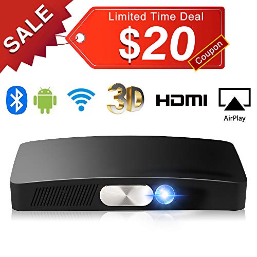 Portable Projector , SeeYing Y2 Mini Video Projector Full HD Home Theater1080P Support, Max 200" Display, 30000 Hrs Lifespame, Built-in Stereo Speakers,Battery, Apps,AV,HDMI,USB