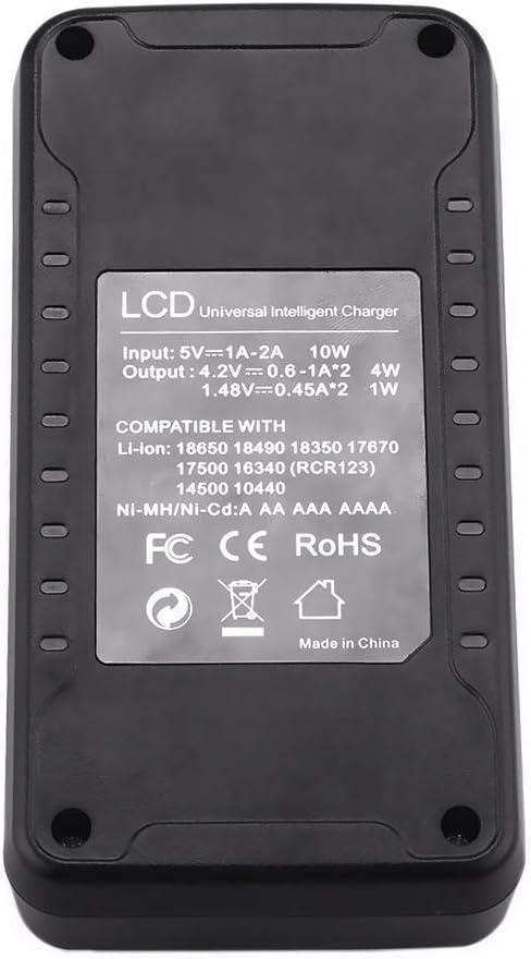 Batmax LCD Universal Intelligent USB Dual Battery Charger for Li-ion/Ni-MH/Ni-Cd 18650 18490 18350 17670 17500 16340(RCR123) 14500 A AA AAA AAAA Rechargeable Batteries: Home Audio & Theater