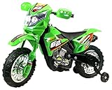 Ride On Motorcycles Extreme Rider Dirt Bike Children's Kid's Battery Operated Rechargeable w/ Removable Training Wheels, Ages 3 - 8 (Green)