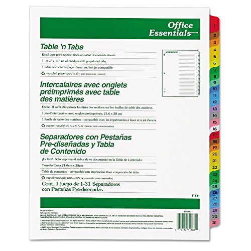 Ave11681 - Avery Office Essentials Table N Tabs Dividers