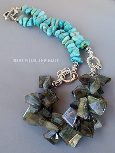 Handcrafted Artisan Campo Frio Turquoise Labradorite Gemstone Women's Necklace