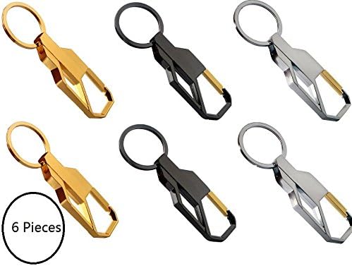 Tsuen Key Chain Car Keychain Key Rings for Car Keys, 6 Pieces Heavy Duty Metal Key Chain Ring Keyring Key Holder Business Keychain for Boys Girls Women Men, Pack of 6, Gold, Silver and Black