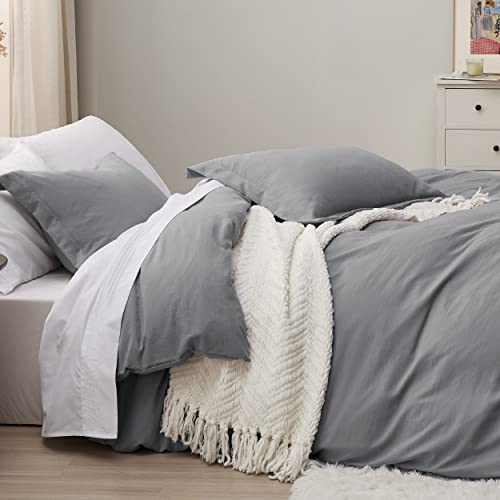 BEDSURE Grey Duvet Cover King Size Soft Prewashed King Duvet Cover