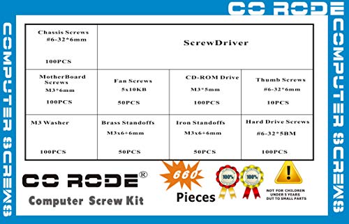 CO RODE 660pcs Phillips Head Computer PC Spacer Main Board Standoffs Screws Assortment Kit for Hard Drive Motherboard Fan Power Graphics (Screwdriver Included) - Thumbnail 3