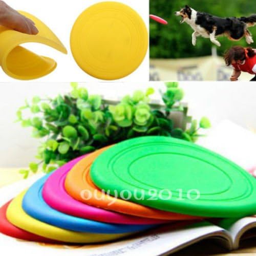 COLORFUL PET DOG TRAINING FETCH TOY SOFT PUPPY FLYING DISC FRISBY FRISBEE NEW