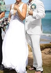 High-End Suits Men Suit Slim Fit White Linen Casual