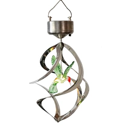 Amazon Com Hummingbird Solar Wind Spinner Light Led Multi Color
