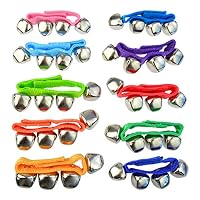 Yookat 20 Pcs Wrist Band Jingle Bells Musical Rhythm Toys Ankle Bells Instrument Percussion for School Performance Children Kids Toy Random 5 Colors
