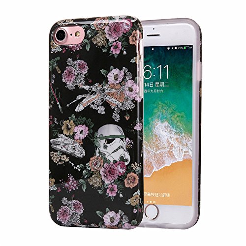 ZQWY Compatible with iPhone 6 Case/iPhone 6s Case 4.7 Inch, Slim Thin Glossy Floral Flower Aesthetic Cover Soft TPU Cute Protective Phone Case for Women Girls Boys (Flower Stormtrooper Helmet)