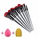 Makeup Brush Set 8 Pcs Premium Cosmetic Foundation Face Powder Blush Eyeshadow Brushes Cruelty-Free Synthetic Fiber Bristles with Blender Sponge and Brush Egg (8+2pcs),Black