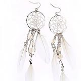 Genenic Design Beads Long Earrings Dream Catcher Jewelry Feather