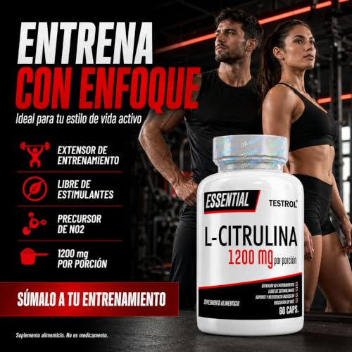 L Citrulina Essential 1200 mg, precursor natural del óxido nítrico que ayuda a la circulación y procesos de vasodilatación. Testrol Citrulina Essential (60 CAPSULAS)