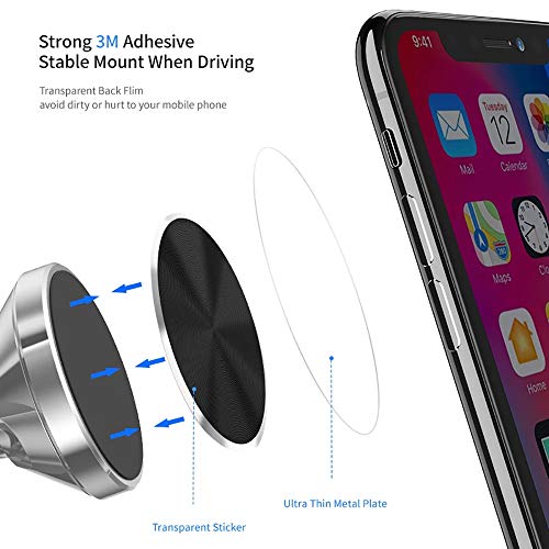 Cute Replacement Metal Plates Set 4 Pack for Magnetic Phone Holder. Kit of 4 Mix Round Discs Without Holes for Car Mount, Phone Case Back. Strong Circular 3M Adhesive Cell Phone Magnet Stickers.