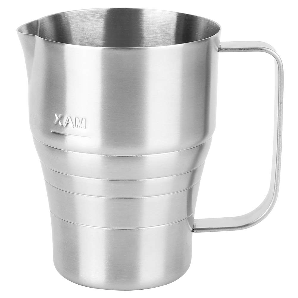 900ml Coffee Milk Frothing Pitcher, 304 Stainless Steel Steaming Pitcher Milk Frothing Jug with Build-in Measure and Handle for Milk Froth Latte Art