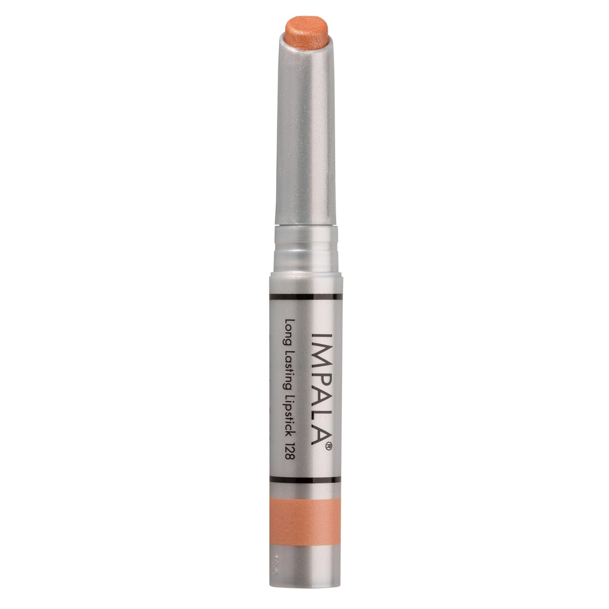 IMPALA | Longlasting Lip Color Metallic Nude Orange No. 128 | Permanent Lipstick, creamy texture | Long-lasting | Hydrating full-coverage lip color | Moisturizes and nurtures