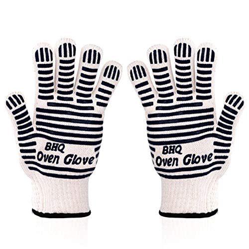 Revolutionary 932°F Extreme Heat Resistant Gloves -Thick, Light-weight & Flexible, 2 Gloves - Use in Dutch Oven, Big Green Egg, Pizza Stone, Cast Iron Pan, Fireplace Tools, Outdoor (black（2 pcs）)