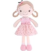 GAGAKU Soft Baby Doll Toys (16'') for Girls, My First Baby Rag Dolls for 1 Year Old Girl Birthday Gift Plush Doll Toys Machine Washable Baby Doll for Toddler Kids Infants - Cherry Girl