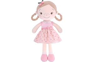GAGAKU Soft Baby Doll Toys (16'') for Girls, My First Baby Rag Dolls for 1 Year Old Girl Birthday Gift Plush Doll Toys Machine Washable Baby Doll for Toddler Kids Infants - Cherry Girl