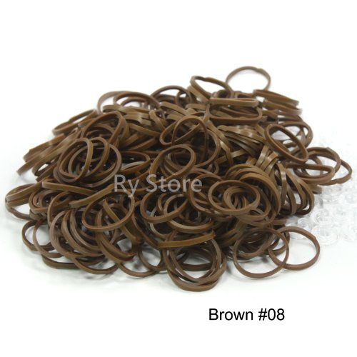 Brown Color 600 PCS DIY Refills Rubber Bands with Free 25 PCS S or C Clips Fits Any Rainbow Bracelet Loom by RY