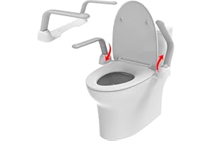 KSITEX Toilet Safety Rails for Elderly, Toilet Safety Frame Senior with Armrest Handles Fold or Lift Toilet Grab Bar Heavy Du