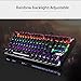 LINGBAO JIGUANSHI Mechanical Keyboard 87 Keys Computer Wired USB Backlit Metal Panels Gaming Keyboard (Mixed Light, Black Bezel, Black Cap, Blue Switches)