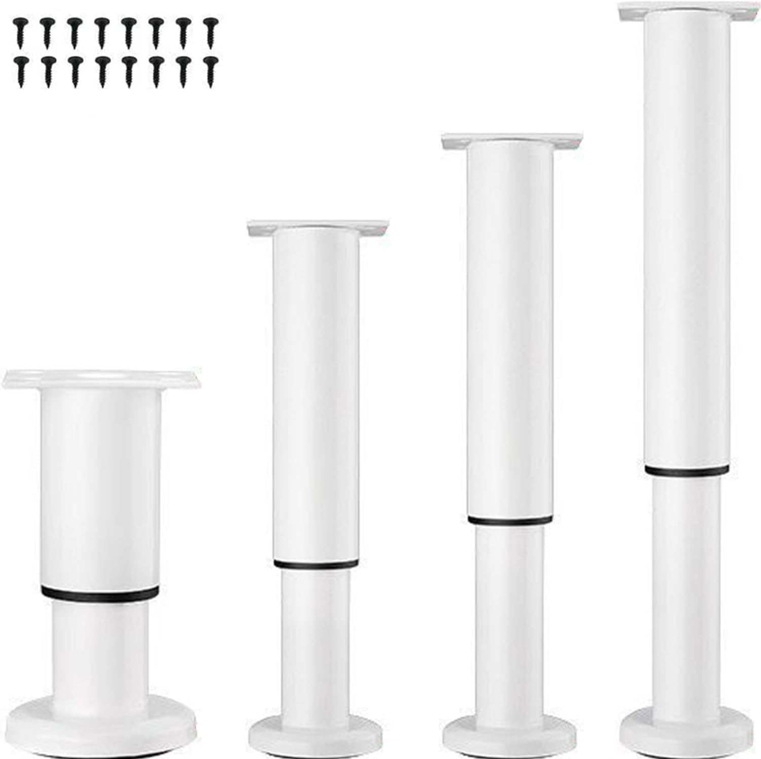 LJMbed Adjustable Furniture Feet Set of 4, Black Metal, 18cm-31cm, 800kg Weight Capacity, for Sofa, Bed, Table, Cabinet, Wardrobe, Office Table โ image 1