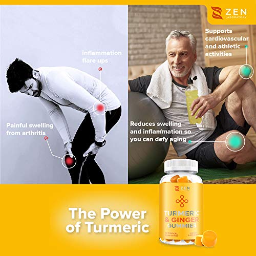 (120 Gummies) Turmeric Curcumin Gummy Supplement w Ginger Chews for