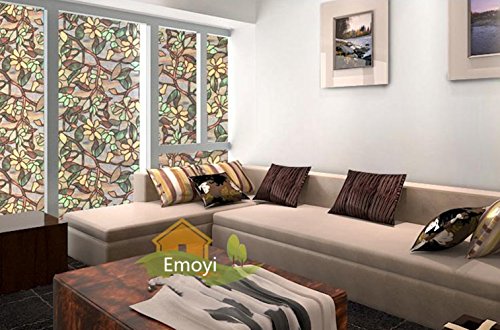 Temall Non-adhesive Static Cling Window Shades Privacy Stained Glass Vinyl Window Film Panel, 17.7 Inches By 78.7 Inches (C)