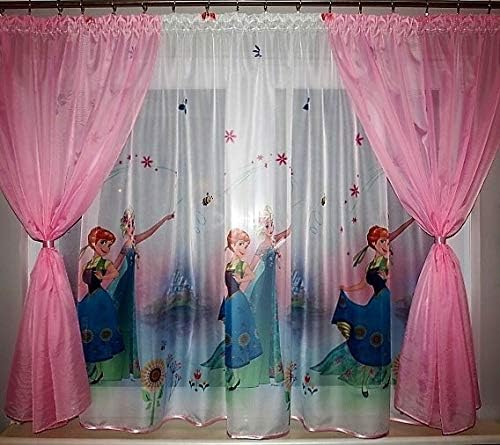 POL Disney Voile Net Curtains Girls Room - Frozen Fever - 225 cm width x 149 cm drop