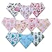 10-Pack Bandana Bibs Upsimples Baby Drool Bibs for Drooling and Teething, 100% Cotton, Super Absorbent, 10 Stylish Design Bibs for Baby Girls Infants Toddlers, Baby Shower Bib Gift Set