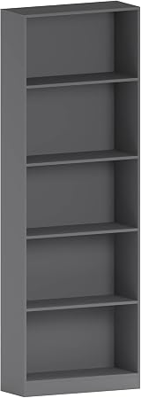 Vida Designs Cambridge 5 Tier Extra Large Bookcase Grey Wood Shelving