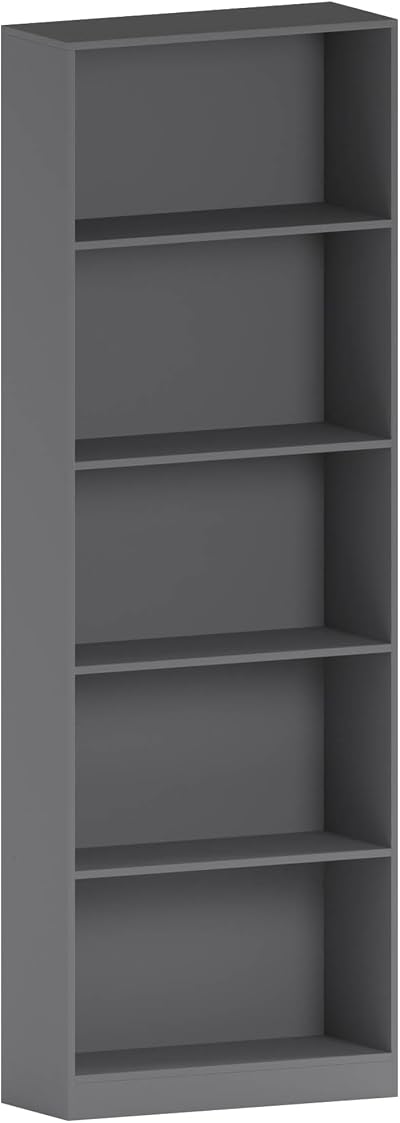 Vida Designs Cambridge 5 Tier Extra Large Bookcase Grey Wood Shelving