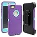 iPhone 6 Plus/6S Plus Case, Maxcury Hybrid Rubber Plastic Impact Defender Rugged Hard Case with Built-in Screen Protector and Belt Clip Holster(Purple/Lt Blue & Clip)