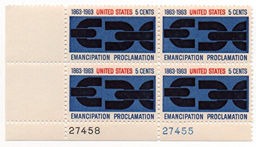 EMANCIPATION PROCLAMATION ~ BROKEN CHAINS ~ BLACK HISTORY ~ BLACK HERITAGE #1233 Plate Block of 4 x 5 US Postage Stamps