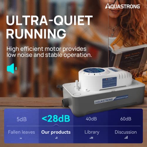 Aquastrong 1/38 HP 85 GPH HVAC Condensate Pump, 115V/230V, Automatic Safety Switch, 20 FT Lift AC Condensate Removal for Air Conditioner, Furnace, Dehumidifier, 3.3' Power Cord